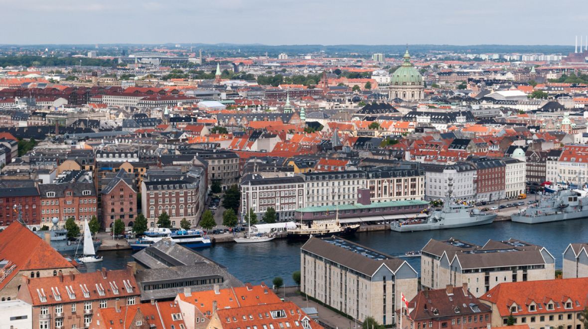 Kopule Mramorového kostela utváří panorama Kodaně 