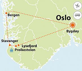 To nejlepší z Osla, Bergenu a Stavangeru + PREIKESTOLEN