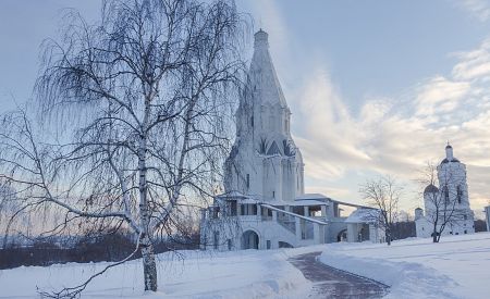 Zasněžený park Kolomenskoje