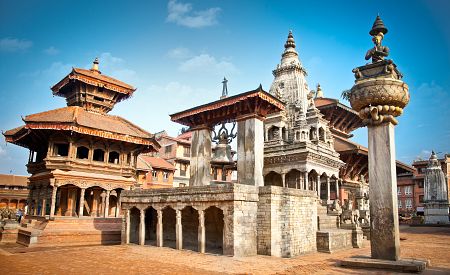 Chrámy Durbar na náměstí v Bhaktapuru