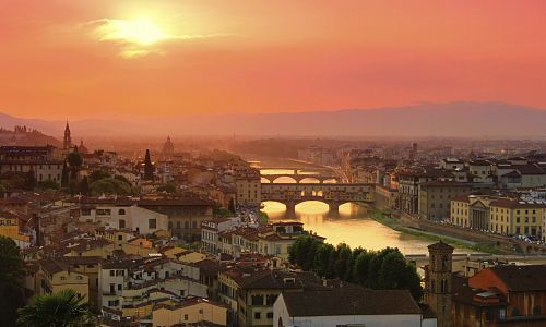 Západ slunce nad Florencií