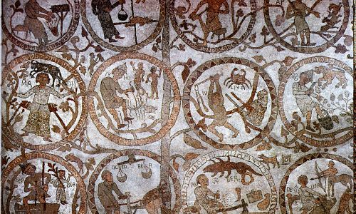 Zvěrokruh na mozaice v otrantské bazilice