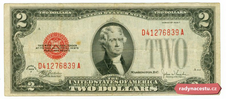 $2 bankovka – unikát, kterých je v oběhu minimálně