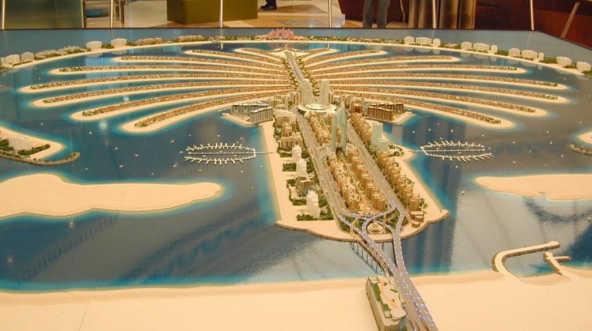 Model umělých ostrovů přes stavbou