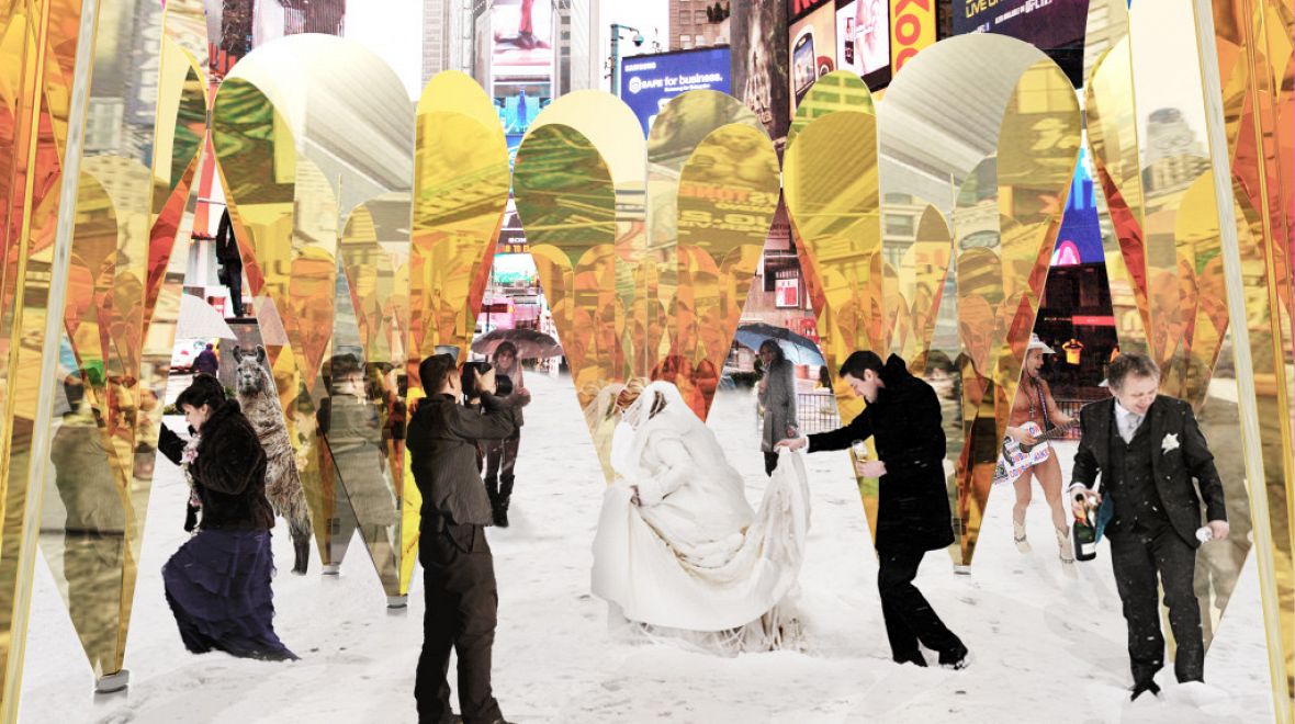 „Zásnubní prsten“ milostného vztahu s podívanou na Times Square 