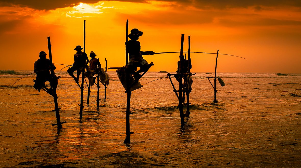 Typičtí rybáři na Srí Lance