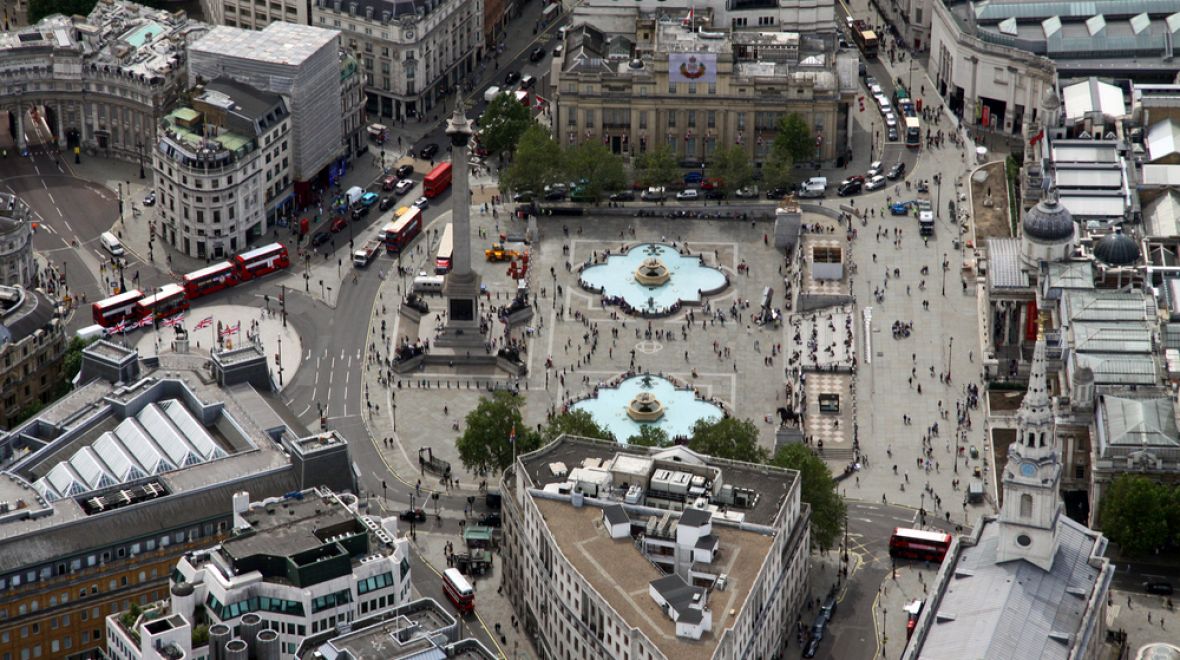 Trafalgarské náměstí z ptačí perspektivy