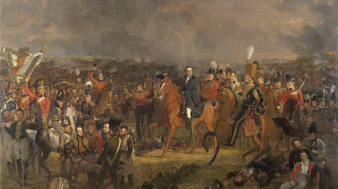 Vyobrazení bitvy u Waterloo a vévody z Wellingtonu