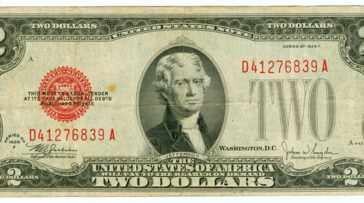 $2 bankovka – unikát, kterých je v oběhu minimálně
