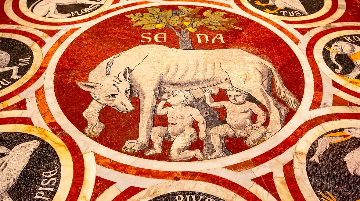 Vyobrazení vlčice s bratry v Sieně