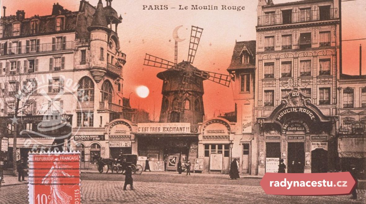 Kabaret Moulin Rouge na historické pohlednici