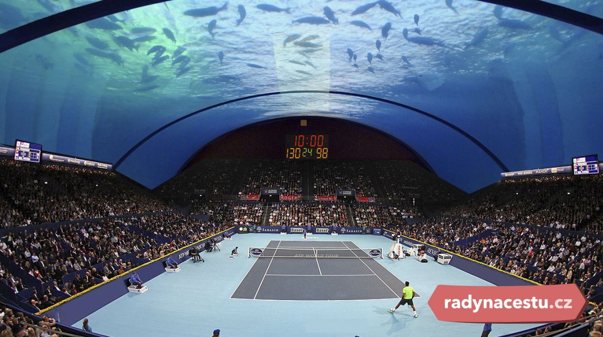 Vizualizace plánu světově prvního tenisového areálu pod hladinou moře