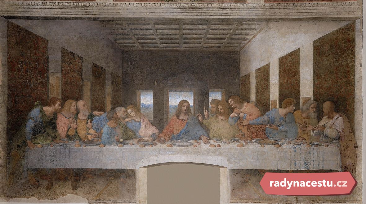 Slavný obraz Poslední večeře od Leonarda da Vinci 