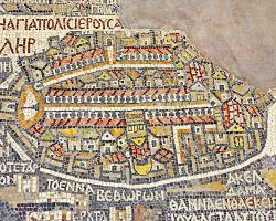 Část mozaikové Madabské mapy ze 6. století