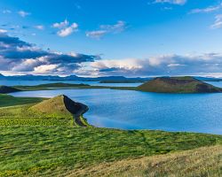Pseudokrátery v oblasti jezera Mývatn