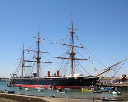 První britský pancéřovaný parník HMS Warrior v Portsmouthu