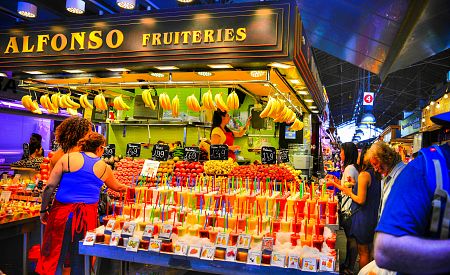 Proslulá tržnice La Boqueria plná barev, chutí a čerstvých produktů…