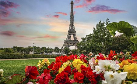 Eiffelova věž s květinovou parádou