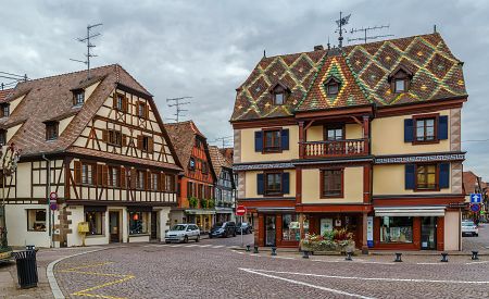 Typické alsaské hrázděné domy v Obernai