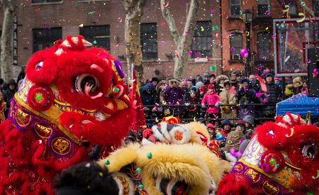 Bujará Čínská čtvrť v New Yorku při oslavách nového roku