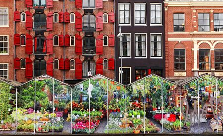 Plovoucí květinový trh v Amsterdamu