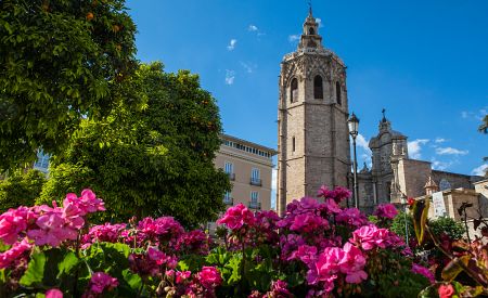 Pohled na překrásnou katedrálu ve Valencii