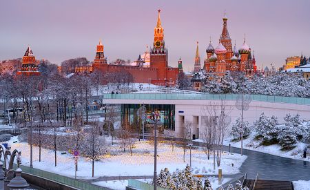 Pohled na zasněžený Kreml