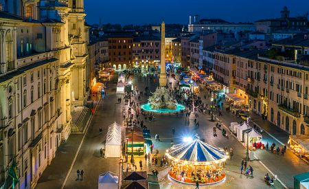 Vánoční atmosféra na náměstí Piazza Navona