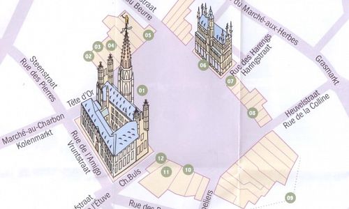 Plánek náměstí s budovami