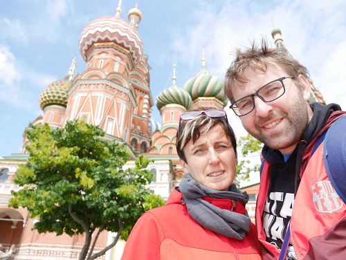 Selfie před chrámem Vasila Blaženého na Rudém náměstí