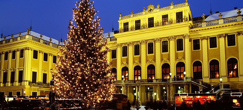 Vánoční strom u zámku Schönbrunn