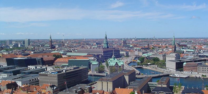 Pohled na město Kodaň z ptačí perspektivy