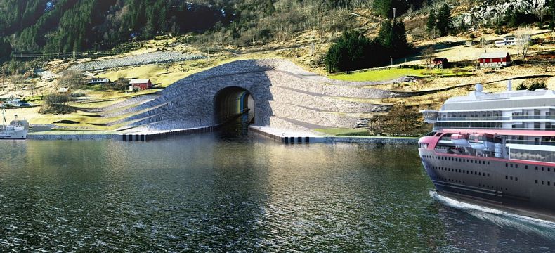 Tunel povede vnitřkem skalnatého poloostrova Stad 