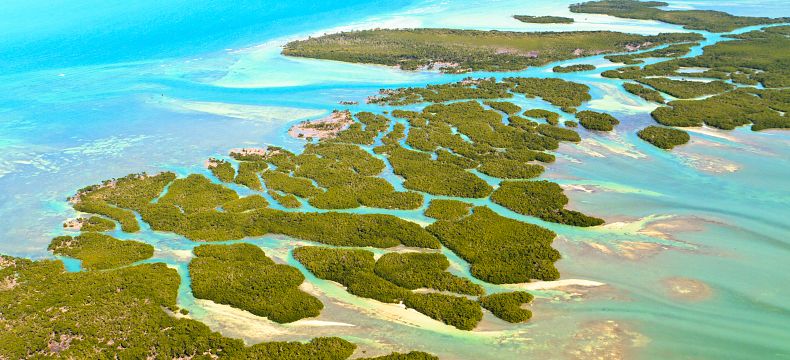 Letecký pohled na souostroví Florida Keys
