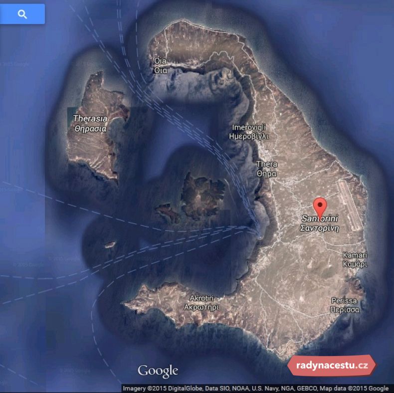 Mapa souostroví Santorini