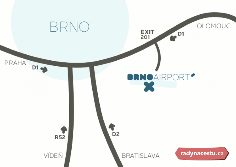 Mapka cest, kterými se dostat na letiště