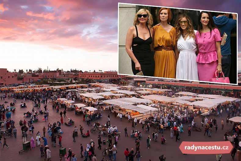 Na tržišti Jemaa el-Fna v Marrakéši se nákupům oddávaly herečky v seriálu Sex ve městě
