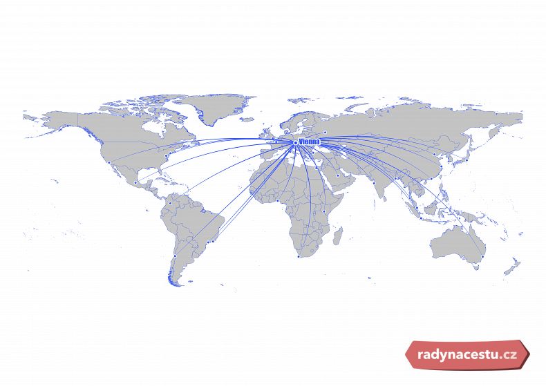 Z vídeňského letiště se létá nejen po Evropě, ale také do mnoha destinací v Asii, Severní Americe a Africe
